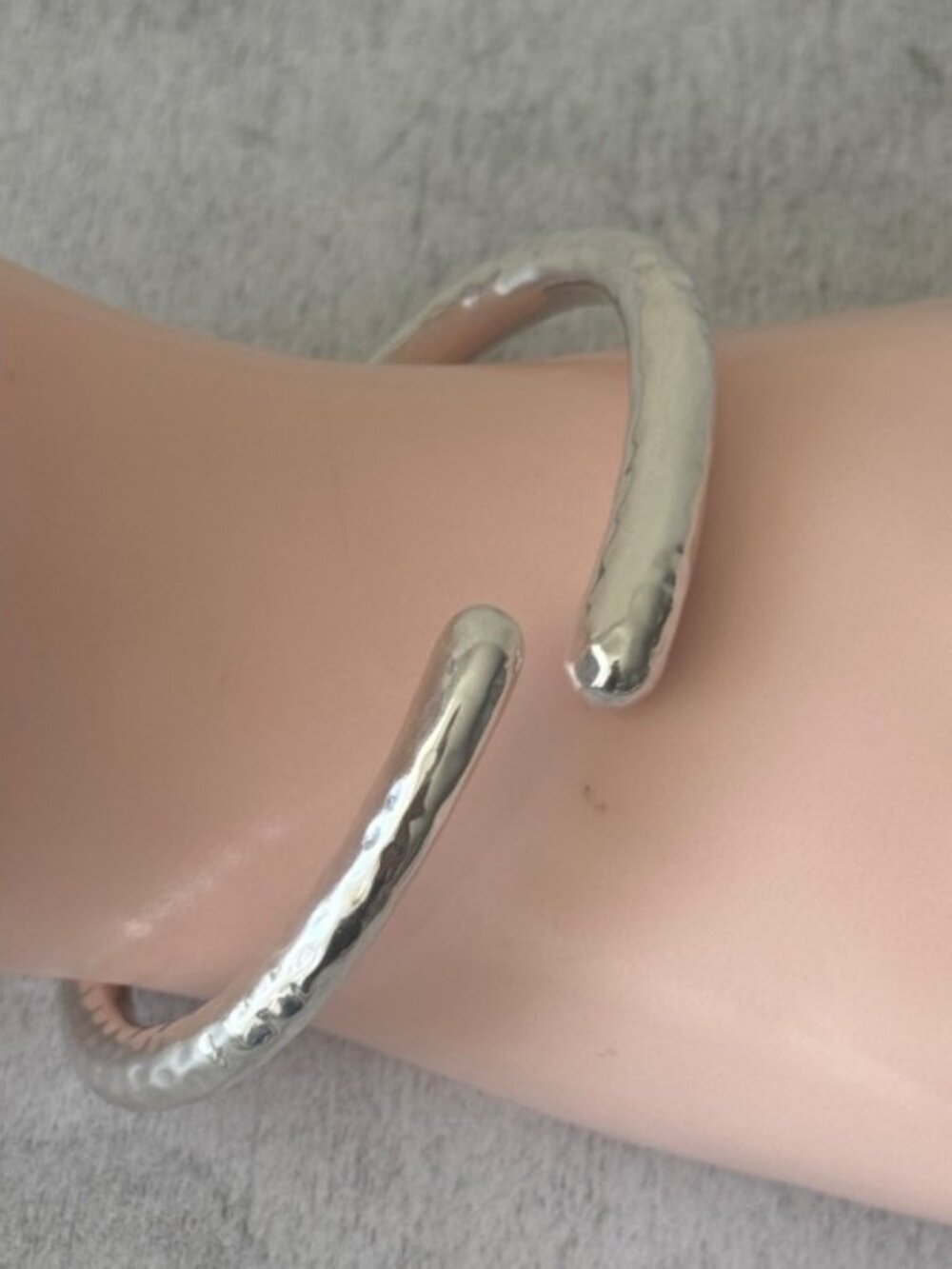 925 Sterling Silver Cuff Hammered Bypass Electroform Bracelet Made in Thailand
